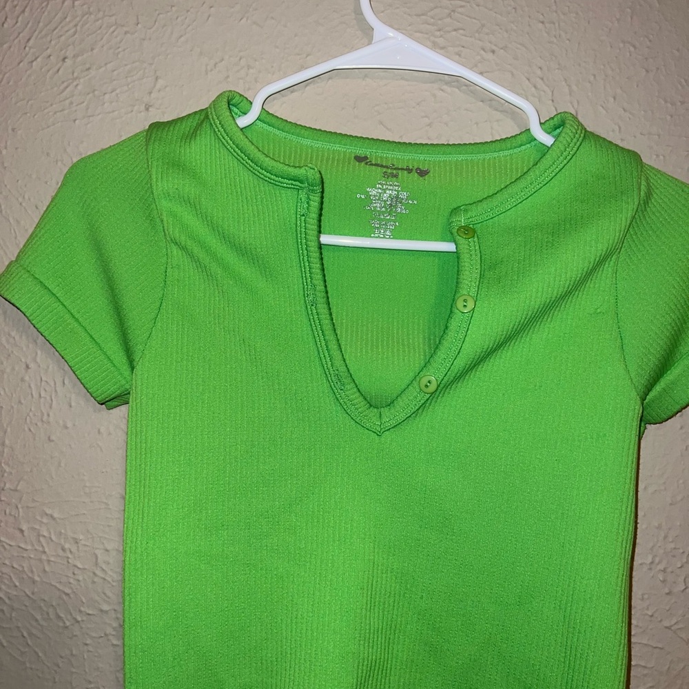 Bright Green Neon Ribbed Knit Top - Picture 2 of 6